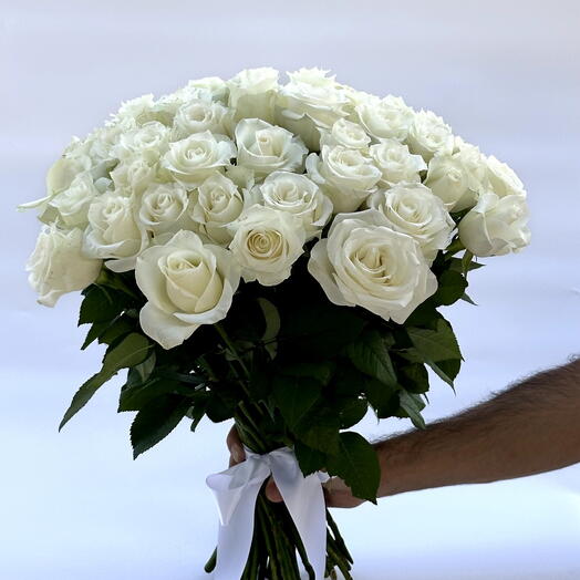 Bouquet of 50 White Roses