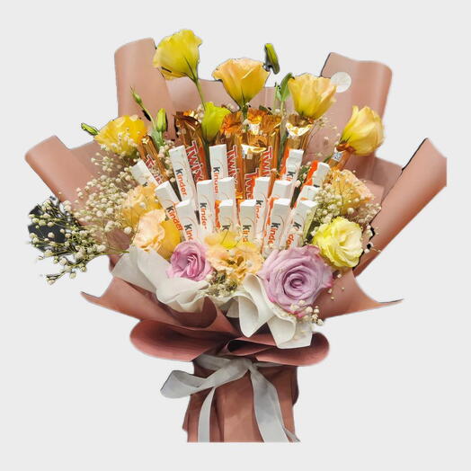 12 Roses and Chocolate Bouquet