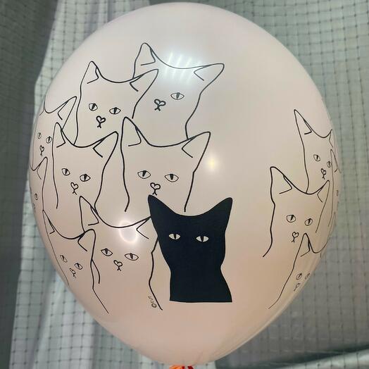 Воздушный шар КОТИКИ СЕРЬЕЗНЫЕ розовый 14"