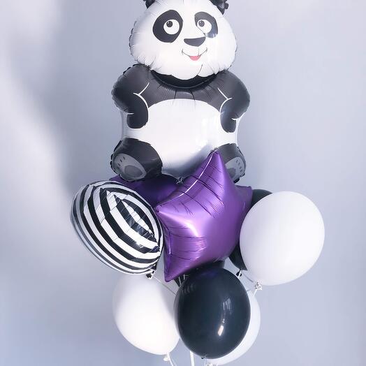 Set de 10 globos de papel de aluminio y látex" Panda"