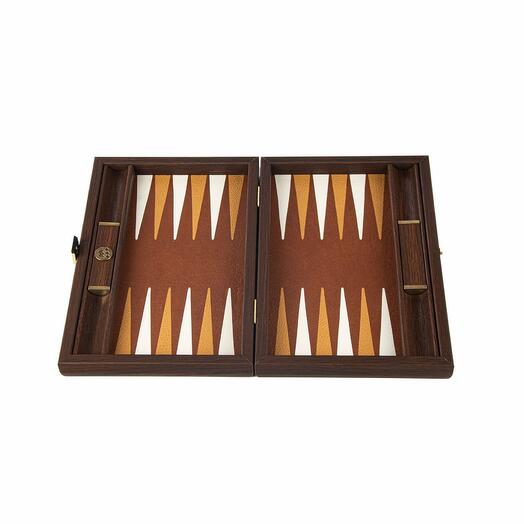 Backgammon handcrafted braided in dark brown colour artificial leather