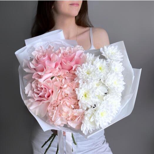 Букет французских роз , гортензии и хризантем💕