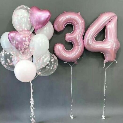 Композиция шаров ко дню рождения с цифрой