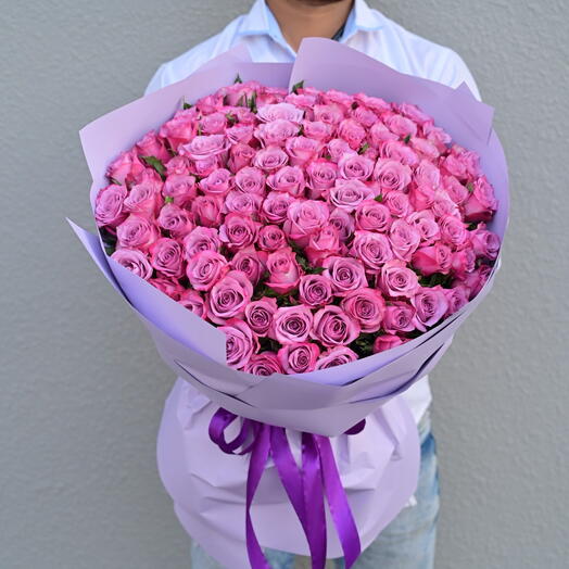101 Deep Purple Roses Bouquet
