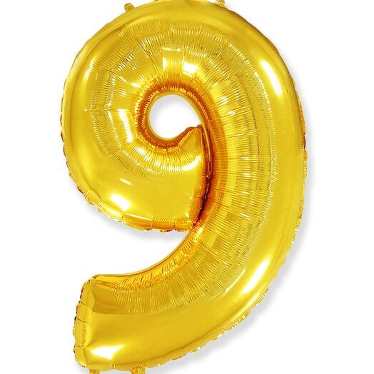 Шарик цифра 9 с гелием 1 метр