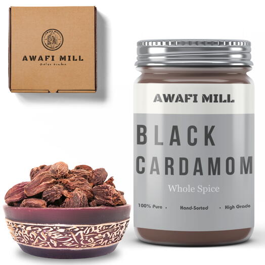 AWAFI MILL Whole Black Cardamom Seeds | Naturally Sourced and Crafted - Bottle of 100 Gram