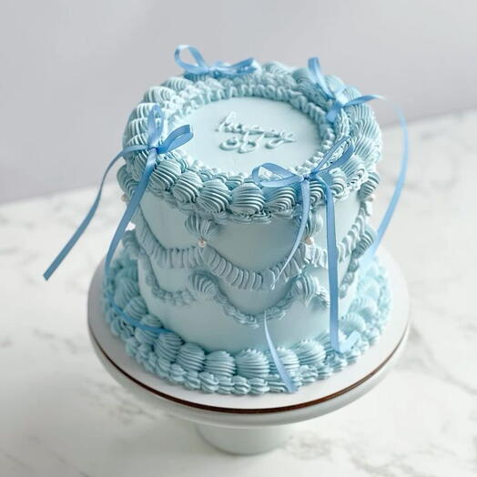 Blue vintage Butter cream-Birthday cake