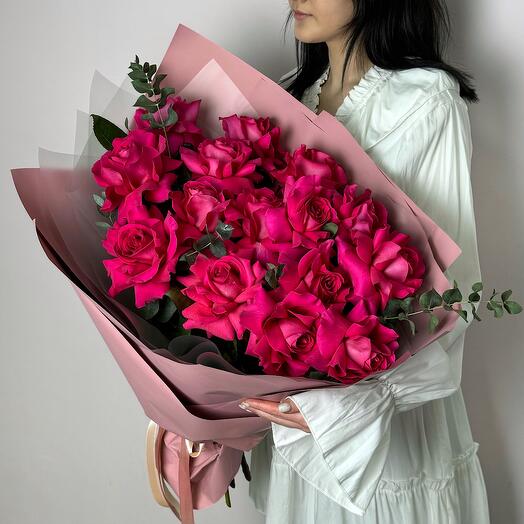 Букет Розовых Французских Роз 15 шт