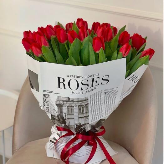 🌷 Букет Красные тюльпаны 🌷