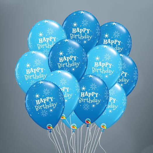 15 Blue Birthday Sparkle Balloons