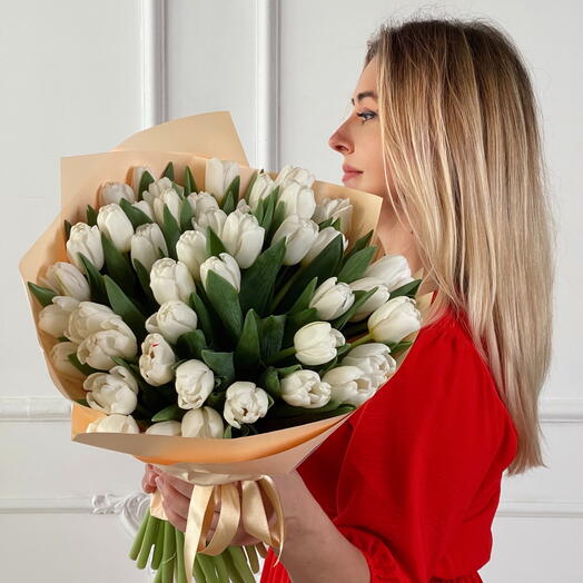 51 white tulips