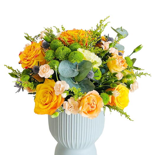 Premium Orange Roses Vase Arrangement - Fresh Floral Decor