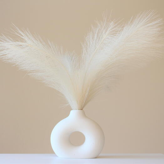 Donut vase for dry flowers, white