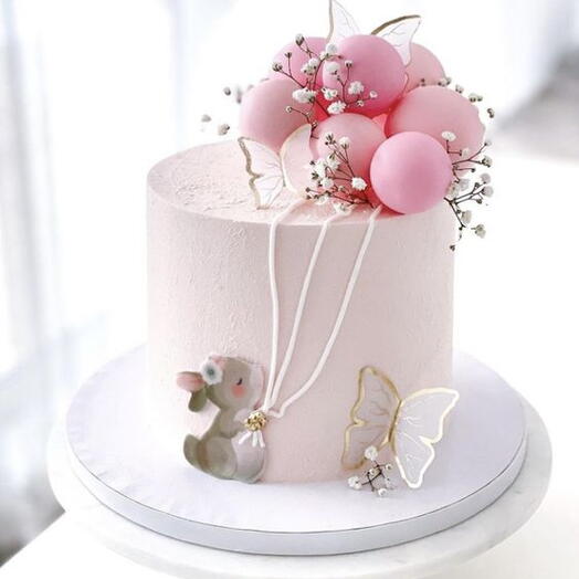 Pink bunny cake butterfly s