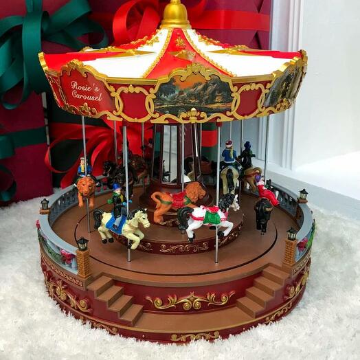 Carousel animated, LED- Red/gold