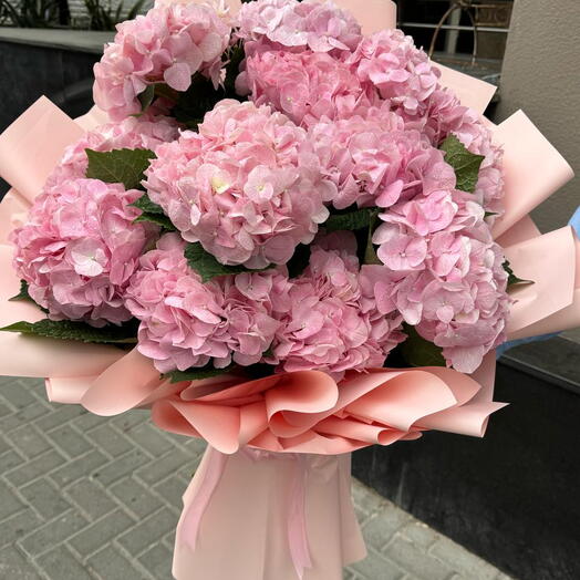 15 Pink Hydrangeas Bouquet ;