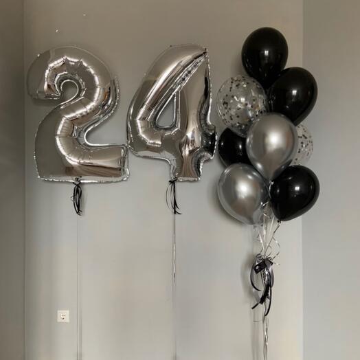 Воздушные шары с цифрами «24»