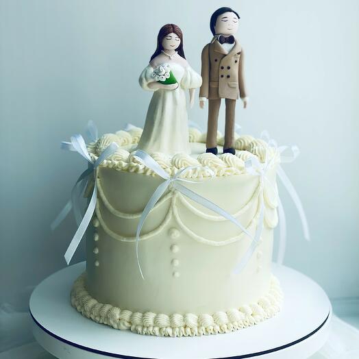 Свадебный торт "Жених и невеста" в стиле Ламбет