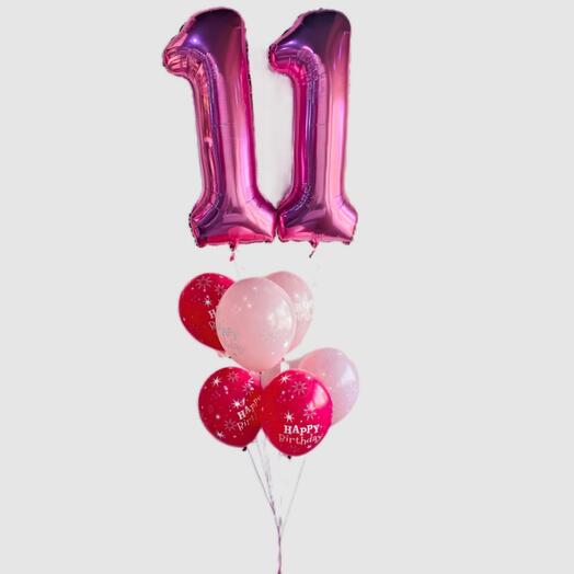 Any Number birthday Balloon  Set (light dark pink)