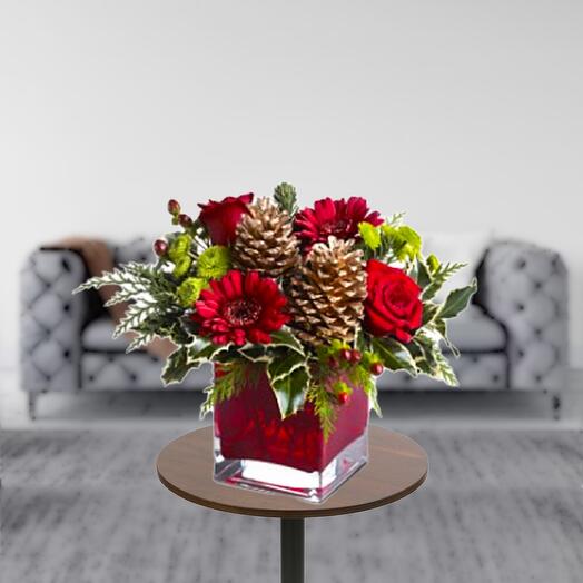 Christmas Flower Square Vase