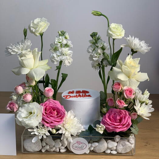 Cake and Flowers Arrangement 2