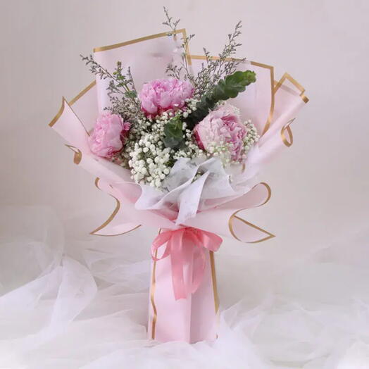 Sweety 3 Pink Peonies Bouquet