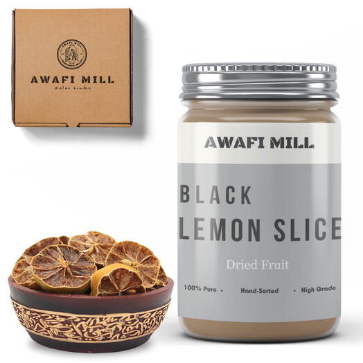 AWAFI MILL Dried Black Lemon Slices | Citrus limon - Bottle of 100 Gram