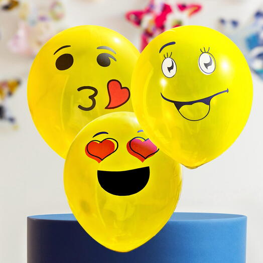 Латекс шары гелий (3шт) СМАЙЛ, желтый. Latex helium balloons (3pcs) SMILE, yellow