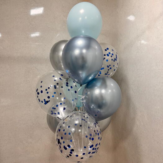 Набор воздушных Шаров гелий голубой 10шт. Helium set of balloons blue 10 pcs
