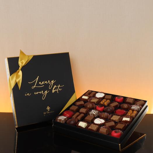 Luxury Black   Gold Premium Chocolate Gift Box – 40-Piece Assorted Unwrapped Chocolates