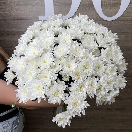 Букет из 15 белых кустовых хризантем