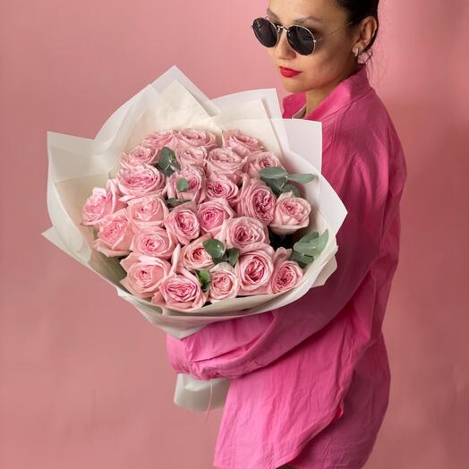 25 пионовидных роз Pink O hara