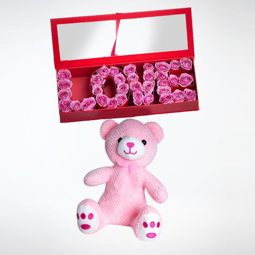 Love Box And Pink Teddy Bear