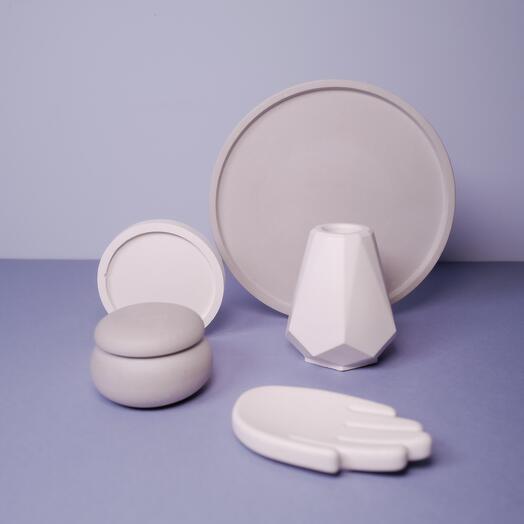 Set of plaster products, handmade, 5 products, contrast