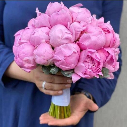 Wedding bouquet of pink peonies