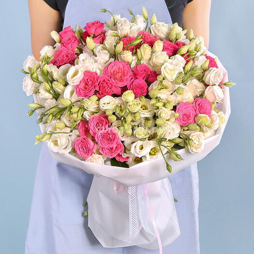 Elegant Pink   White Rose Bouquet