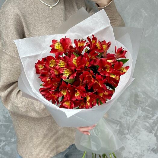 Букет из 9 красных Альстромерий 🌺