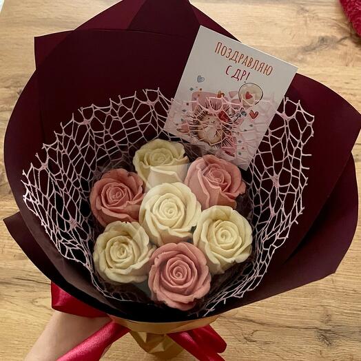 Букет из шоколадных роз, 7 шт