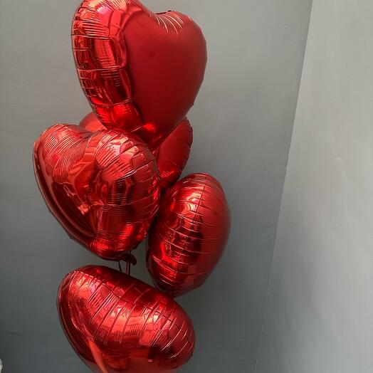 5 foil heart balloons