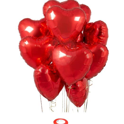 11 Red Foil Heart Balloons