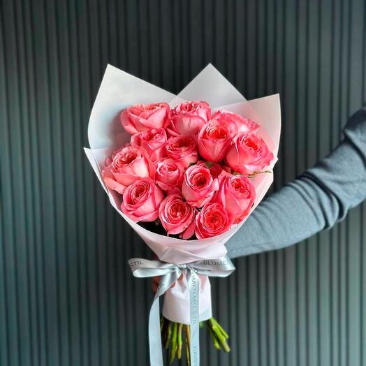 Bouquet of pink roses 15 pieces