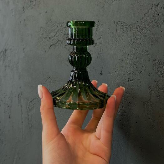 Подсвечник  в зелено с цвете