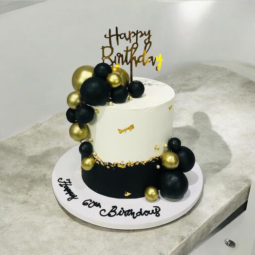 White and black Birthday cake