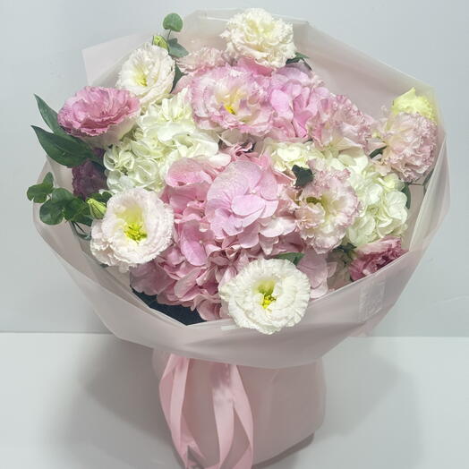 Pink Lisanthus N Hydrangea Bouquet