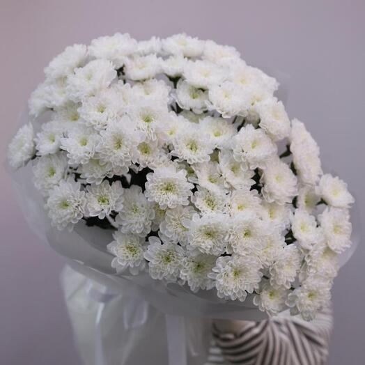 Супер пышный букет из белоснежной хризантемы