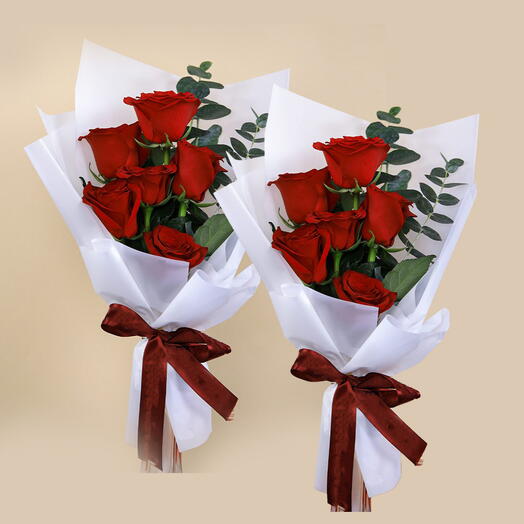 Valentines Day Small Red Roses Bouquet 2 Pieces