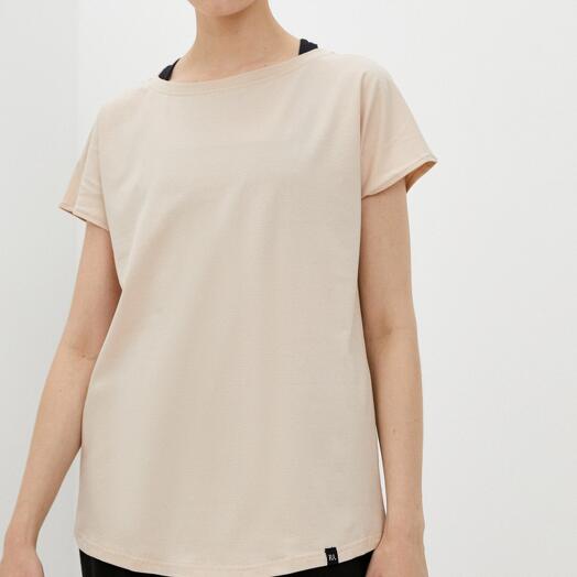 Футболка женская короткая песочная  Simple collection