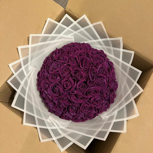 Purple Glitter Roses Bouquet