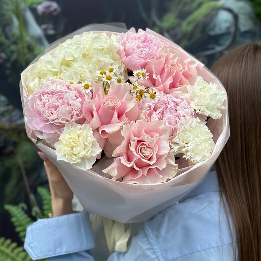 FLAMINGO BOUQUET | гортензия - пионы - розы - ромашка