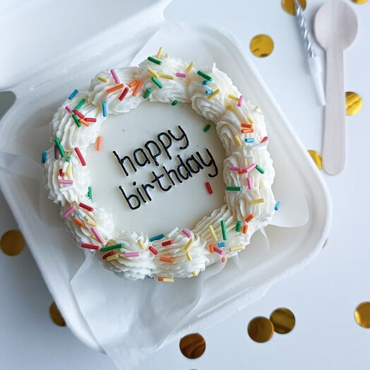 Бенто торт happy birthday конфетти/с днём рождения/в день рождения/подарок/другу/подруге/сестре/брату/коллеге